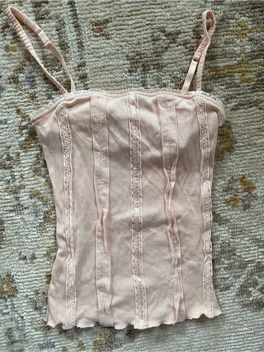 intimissimi Light Pink Ribbed Lace-Trim Camisole